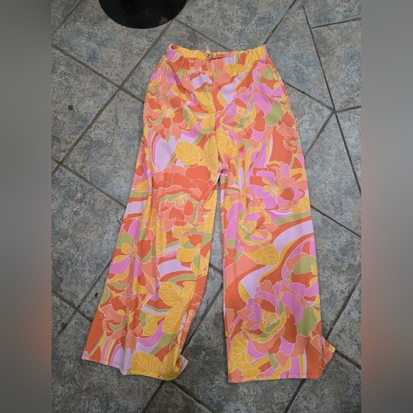 Evolutionary Pants - Vibrant Floral Wide Leg Women's Pants